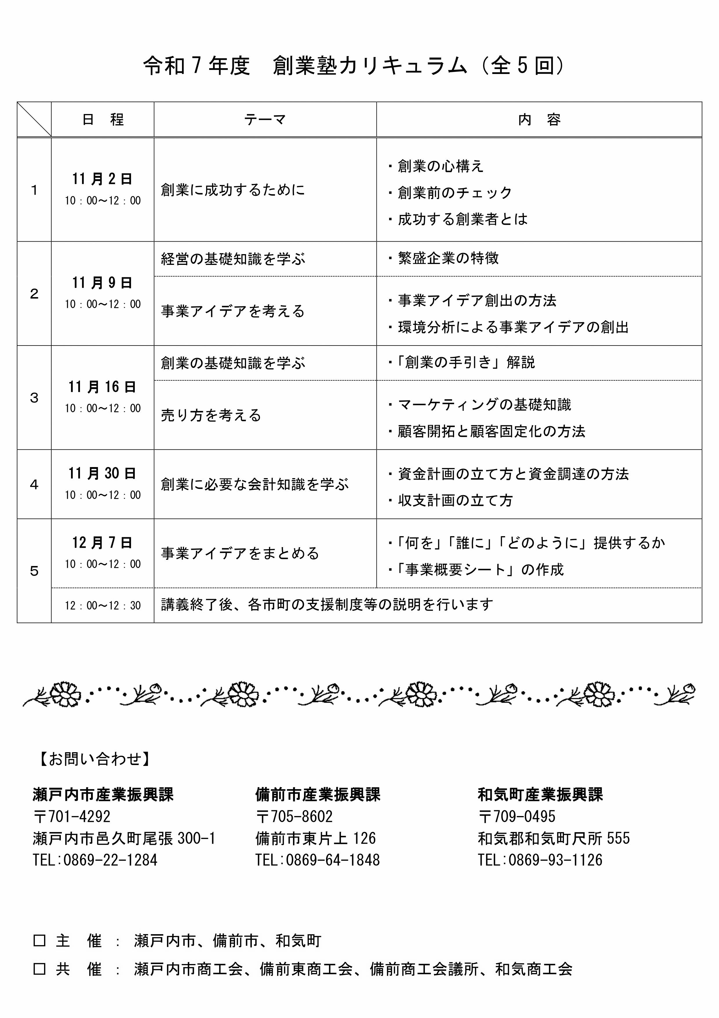 2025年創業塾チラシ裏面