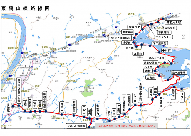 市営バス東鶴山線路線図