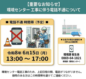 電話機器工事に伴う電話の不通について