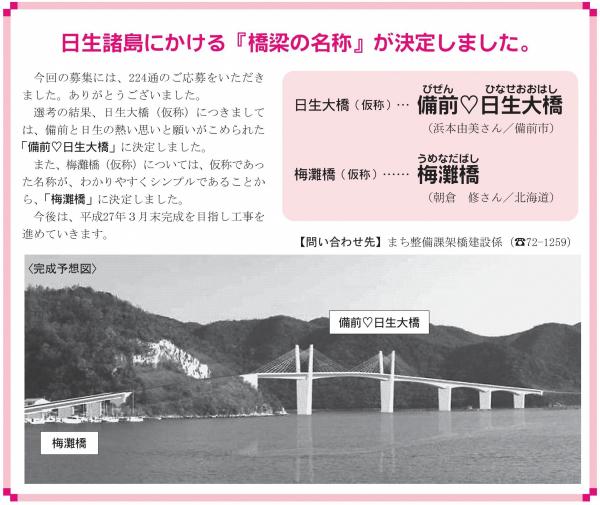 橋梁の名称決定（広報びぜん・平成26年1月号より）